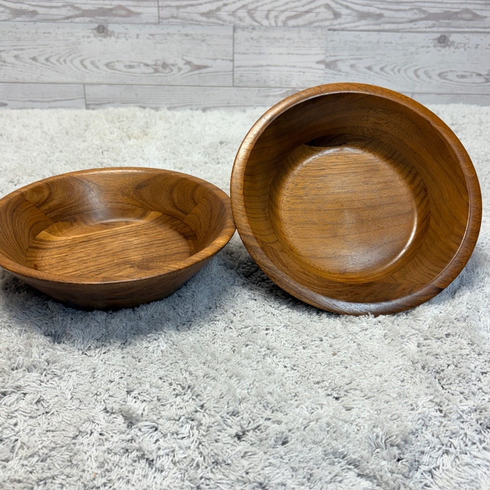 Vintage Set of 2 The Original Walnut Bowl Factory Store Walnut Wood Bowls 6.25"